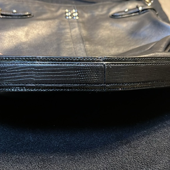 Coach Leather Collette Shoulder Bag Black with Reptile skin Strap - Picture 3 of 4